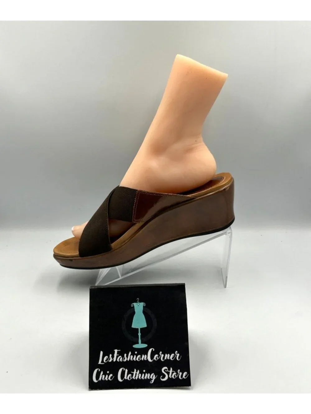 Dansko Women's Brown Stretch Fabric Ava Wedge Slide Sandals Size 10.5 (41) 3631
